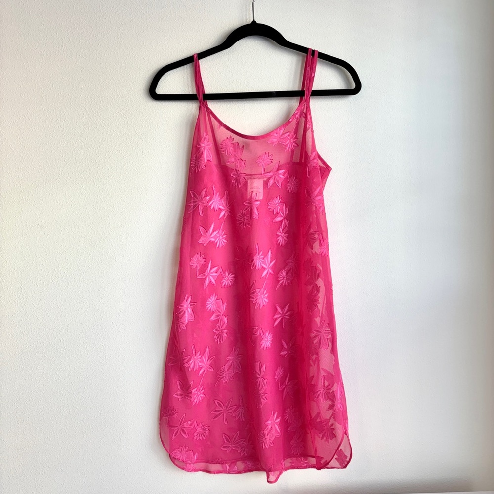 SECRET TREASURES PINK FLORAL MIDI SLIP DRESS